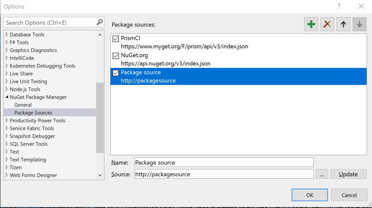 NuGet Package Manager Settings